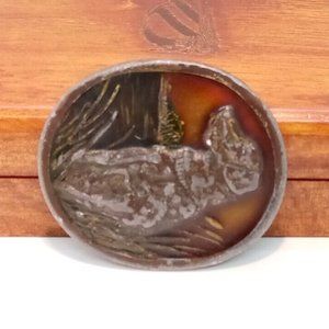 Pre-owned Vintage 1977 Indian Metal Craft Labrador Retriever Belt Buckle